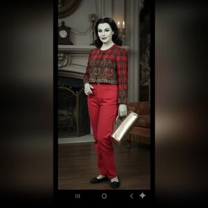 Vintage 80s 90s Cropped Tartan And Baroque Blazer